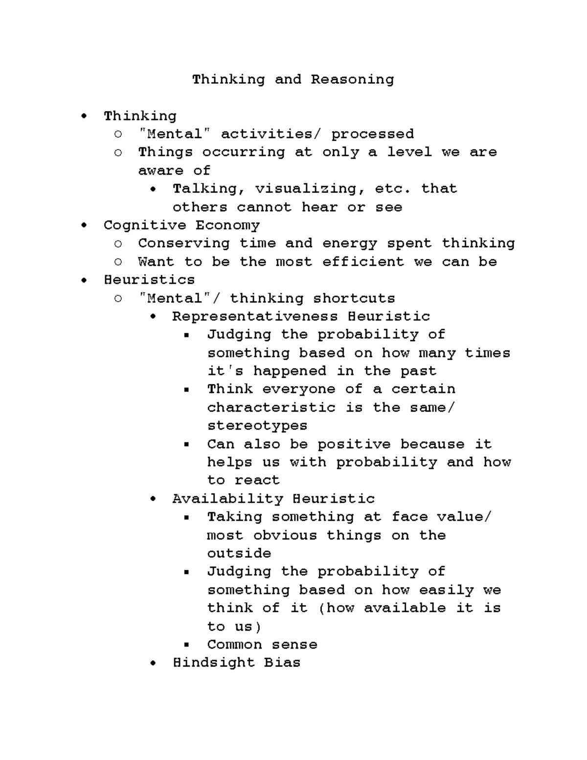 Chapter 8 Lecture - PSY2012 - Thinking and Reasoning Thinking "Mental ...