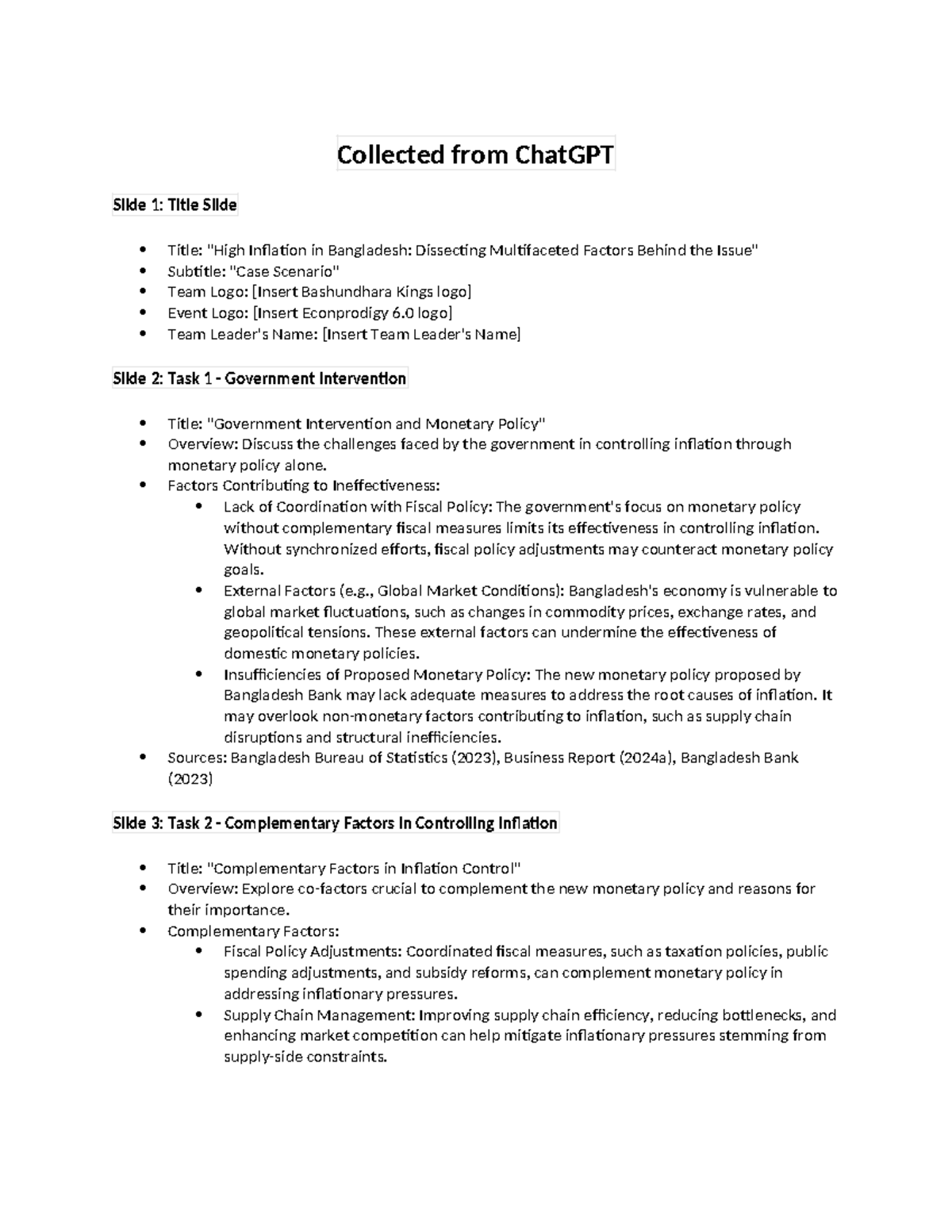 Econ Prodigy-Draft - Collected from ChatGPT Slide 1: Title Slide Title ...