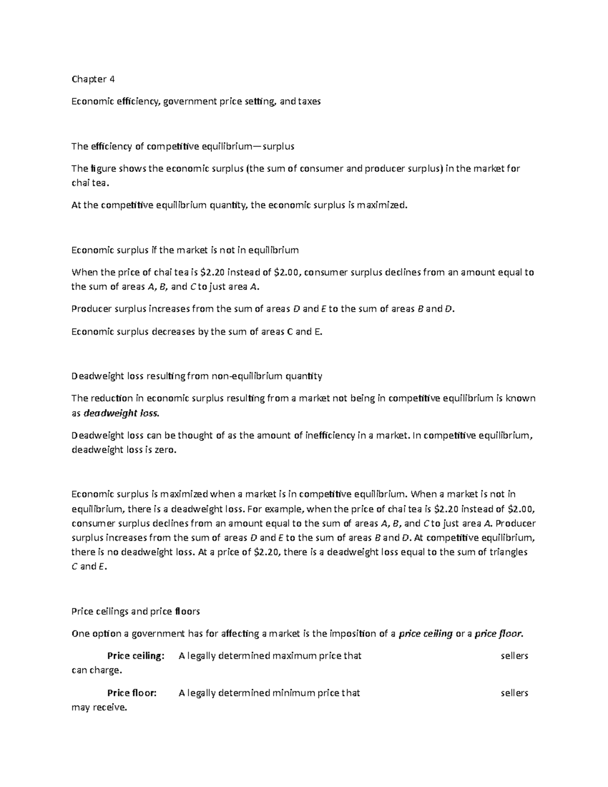 Chapter 4 Lecture Notes 3 - Chapter 4 Economic efficiency, government ...