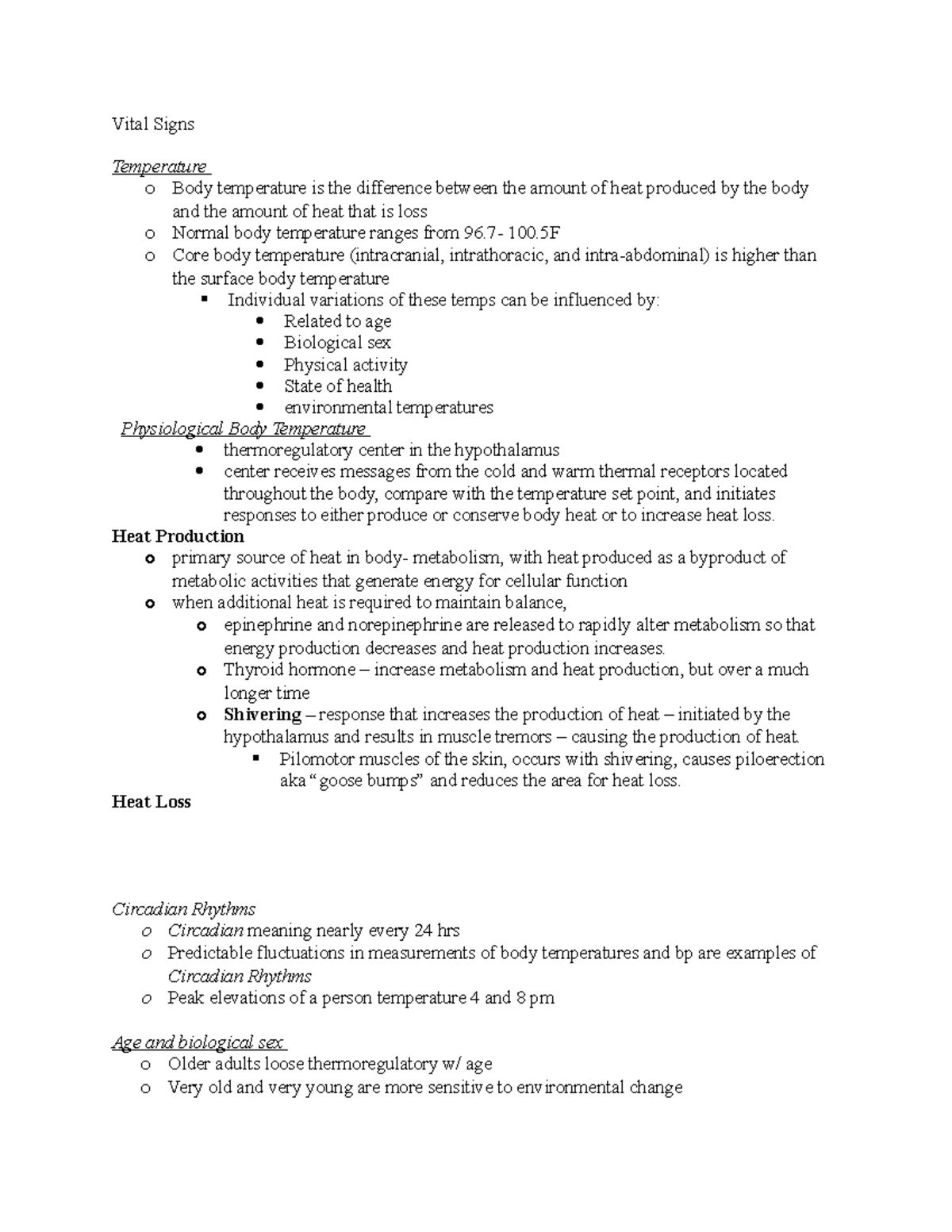 Vital Signs - Summary Fundamentals of Nursing: the Art and Science of ...