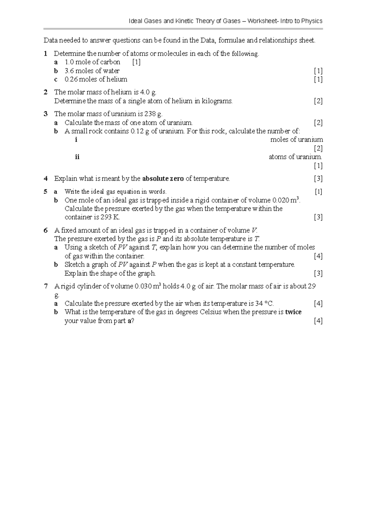 Worksheet 2 - Data needed to answer questions can be found in the Data ...