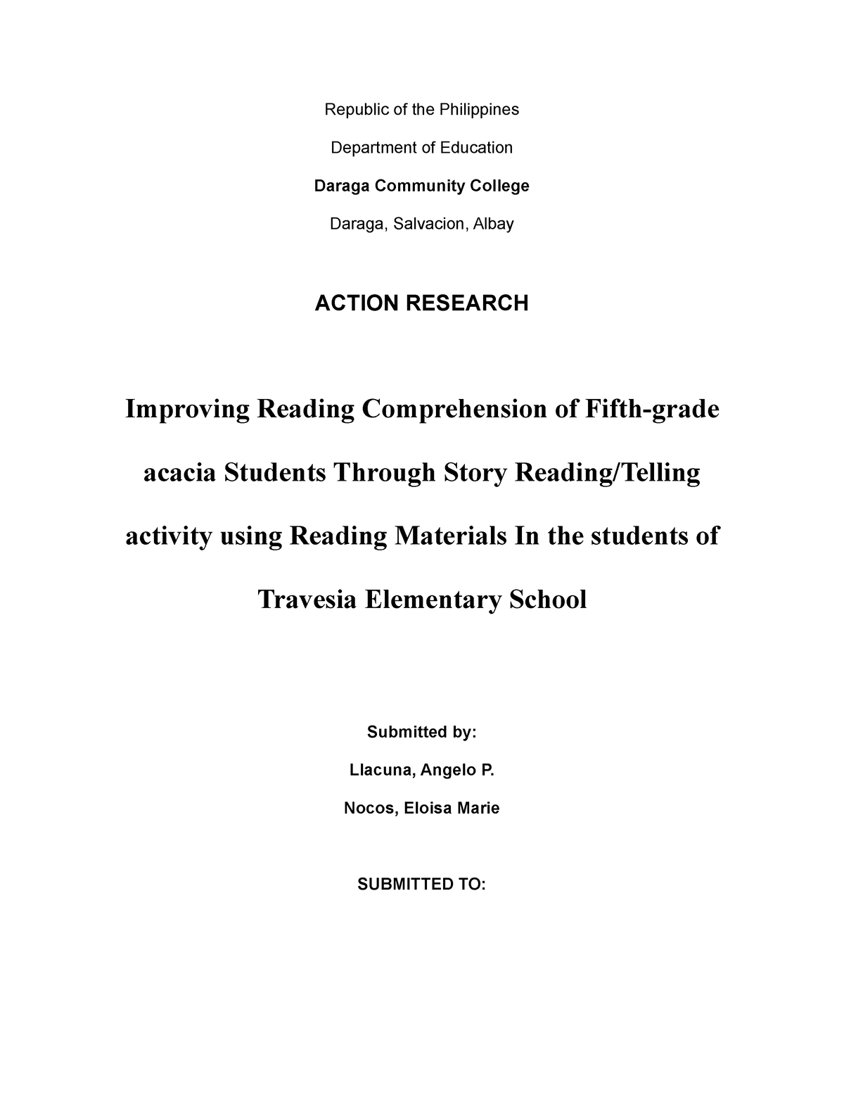 Action- Research - Republic of the Philippines Department of Education ...