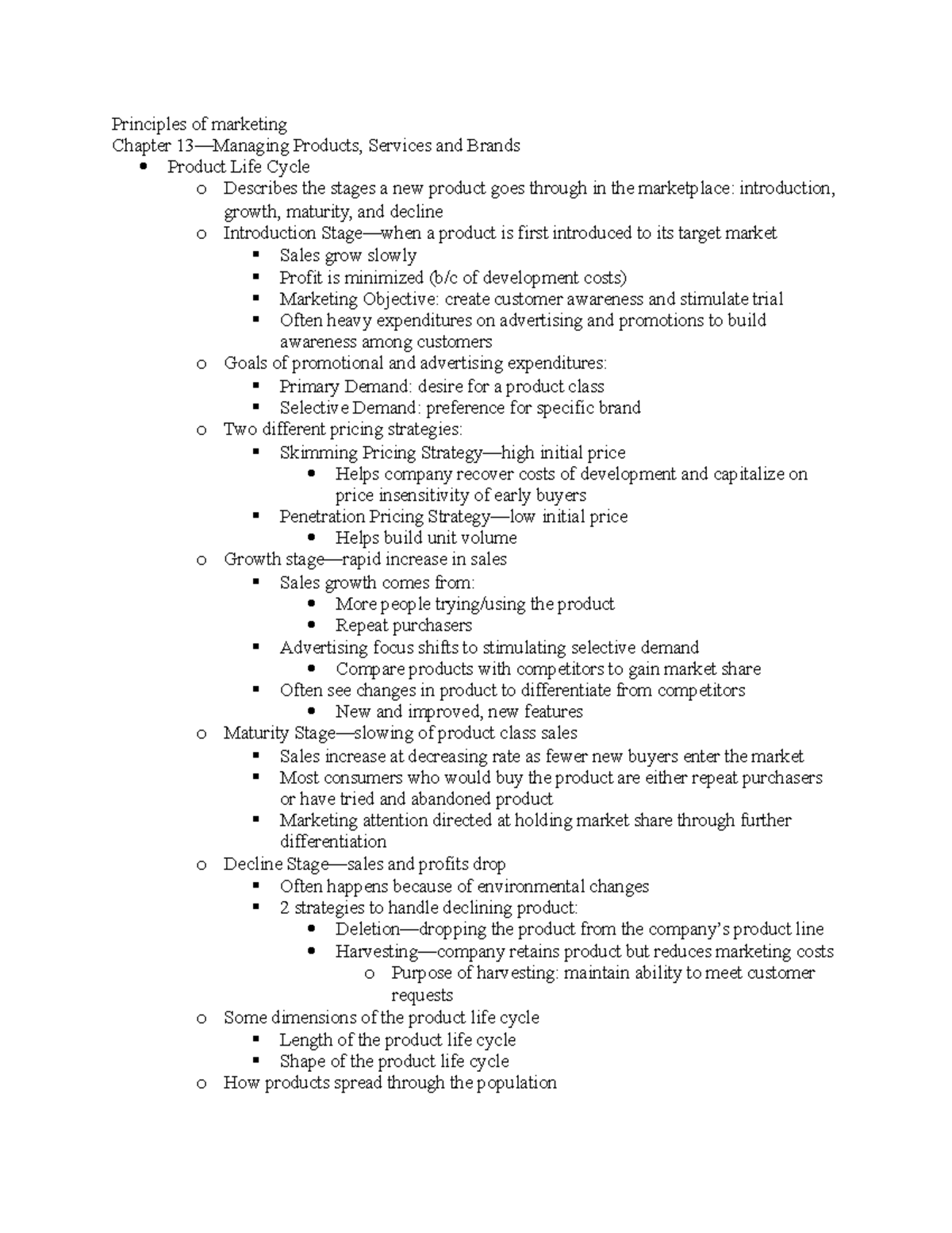 Notes Pt 3 - Principles Of Marketing Chapter Products, Services And ...