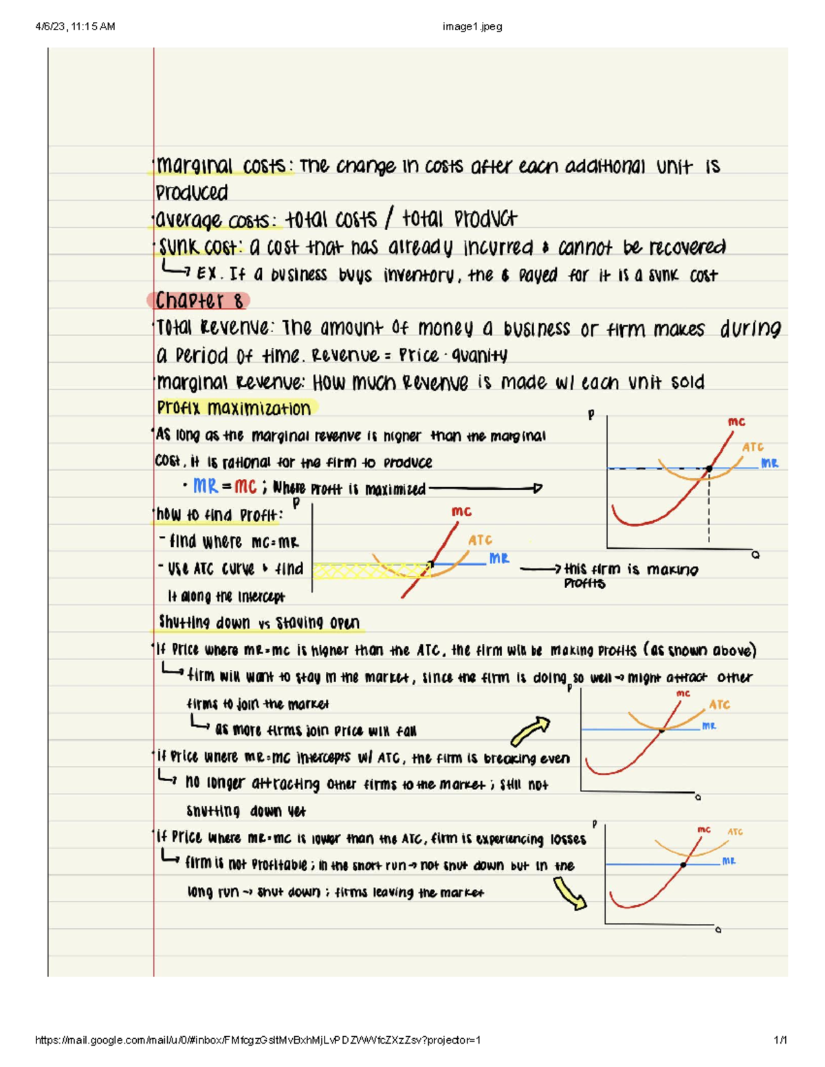 Image 1 - Econ 101 Final Study Guide - 11:15 AM Image1 Marginal Costs ...