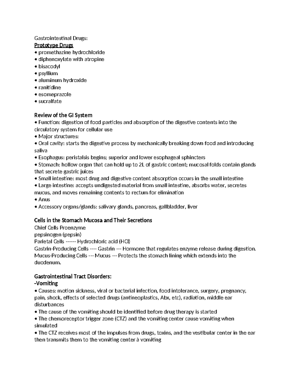 Gastrointestinal Drugs - Gastrointestinal Drugs: Prototype Drugs ...