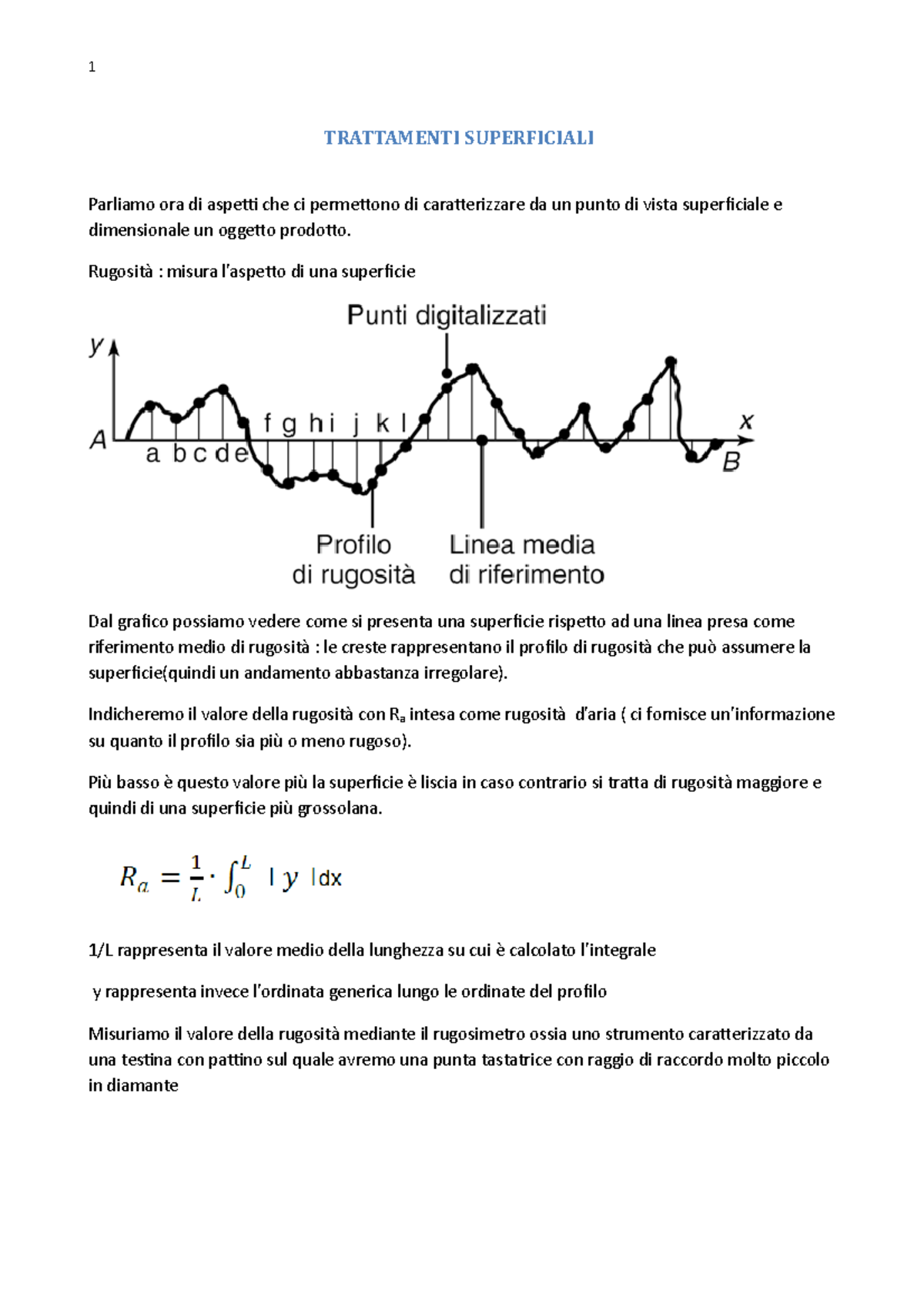 Trattamenti siperficiali - rugosità -con illustrazioni - TRATTAMENTI ...