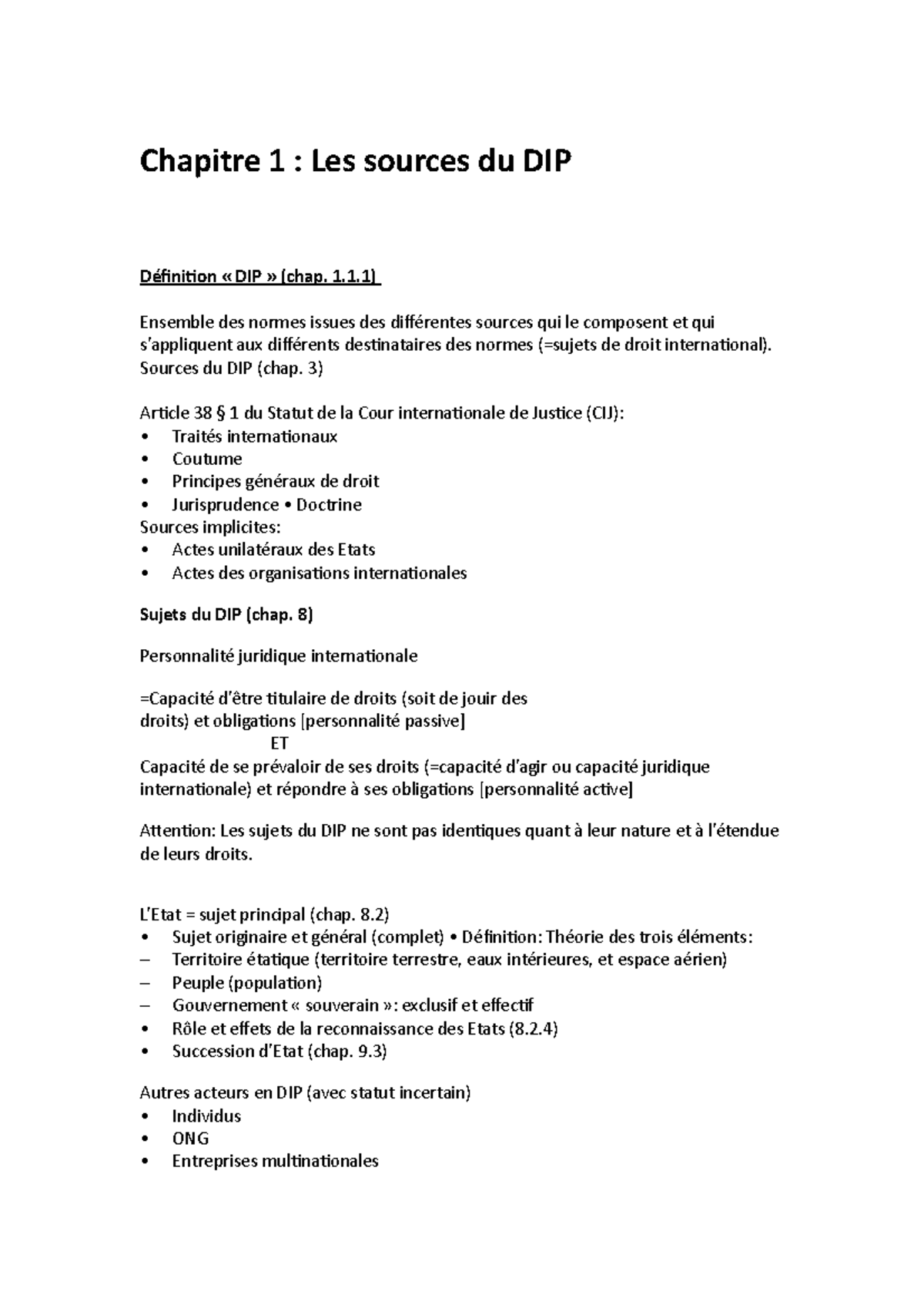 Chapitre 1 Les sources du DIP Chapitre 1 Les sources du DIP