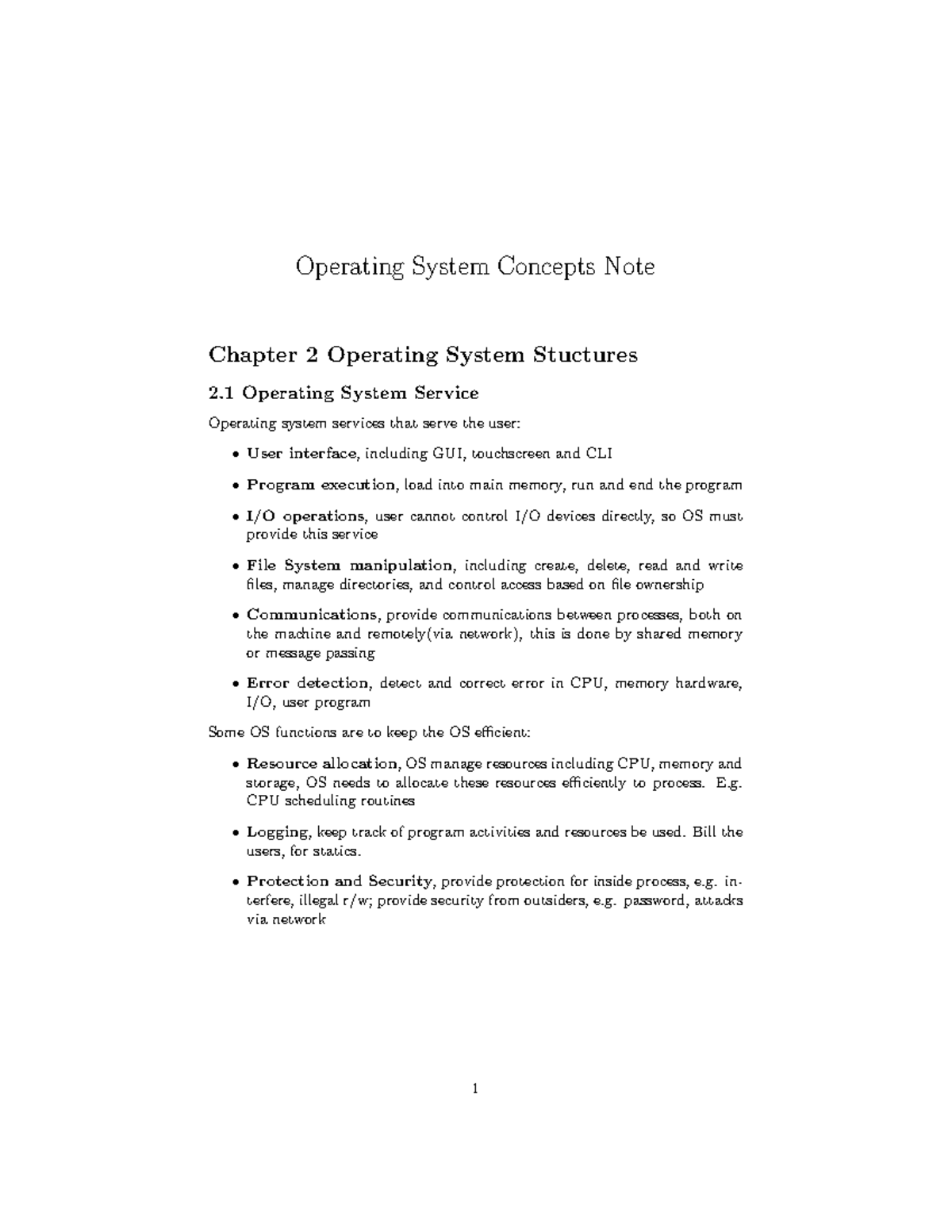 OSC note - reading - Operating System Concepts Note Chapter 2 Operating ...