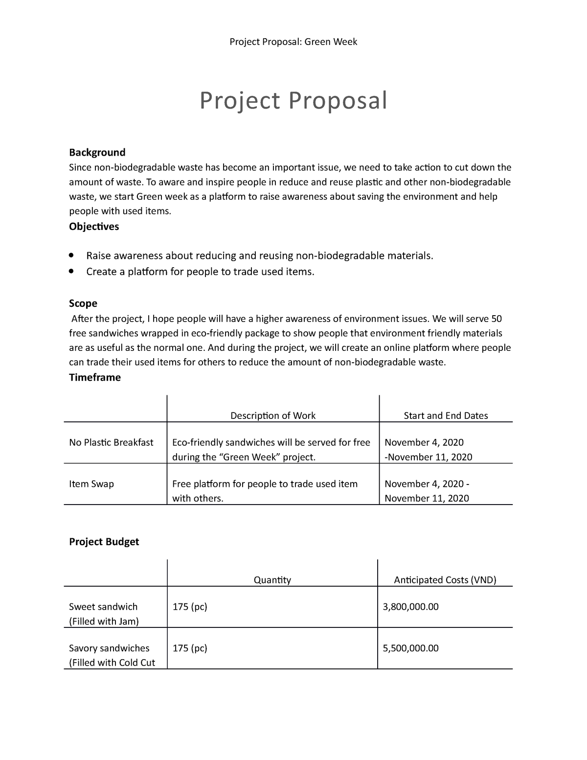 Profosal - Project Proposal: Green Week Project Proposal Background ...