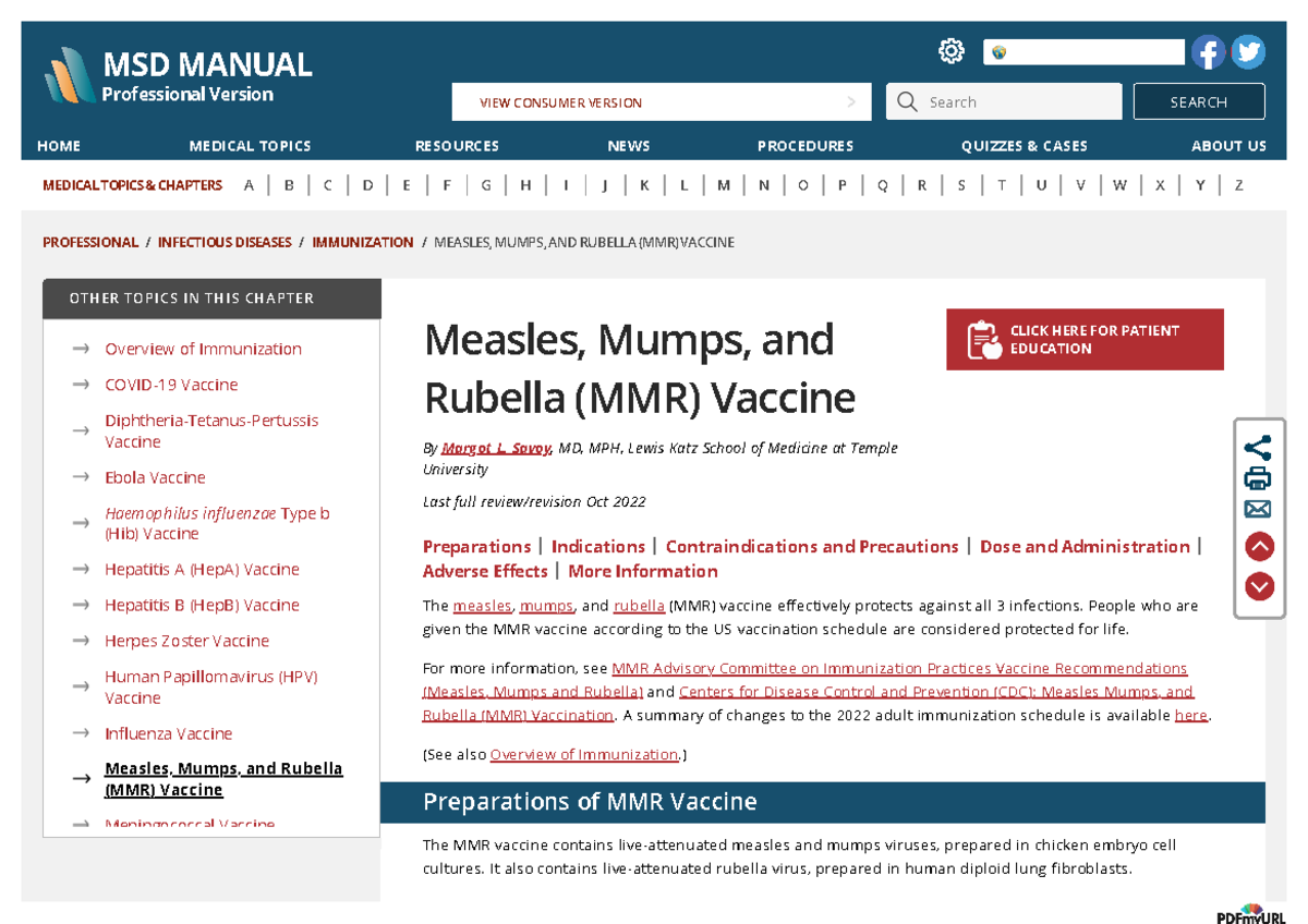 Www msdmanuals com professional infectious-diseases immunization - Studocu