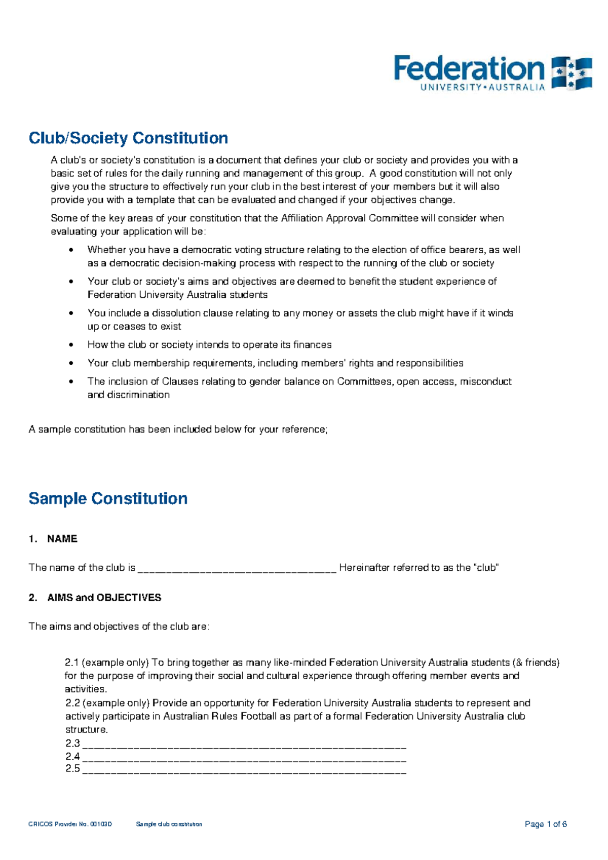 Sample-club-constitution - Club/Society Constitution A club’s or ...