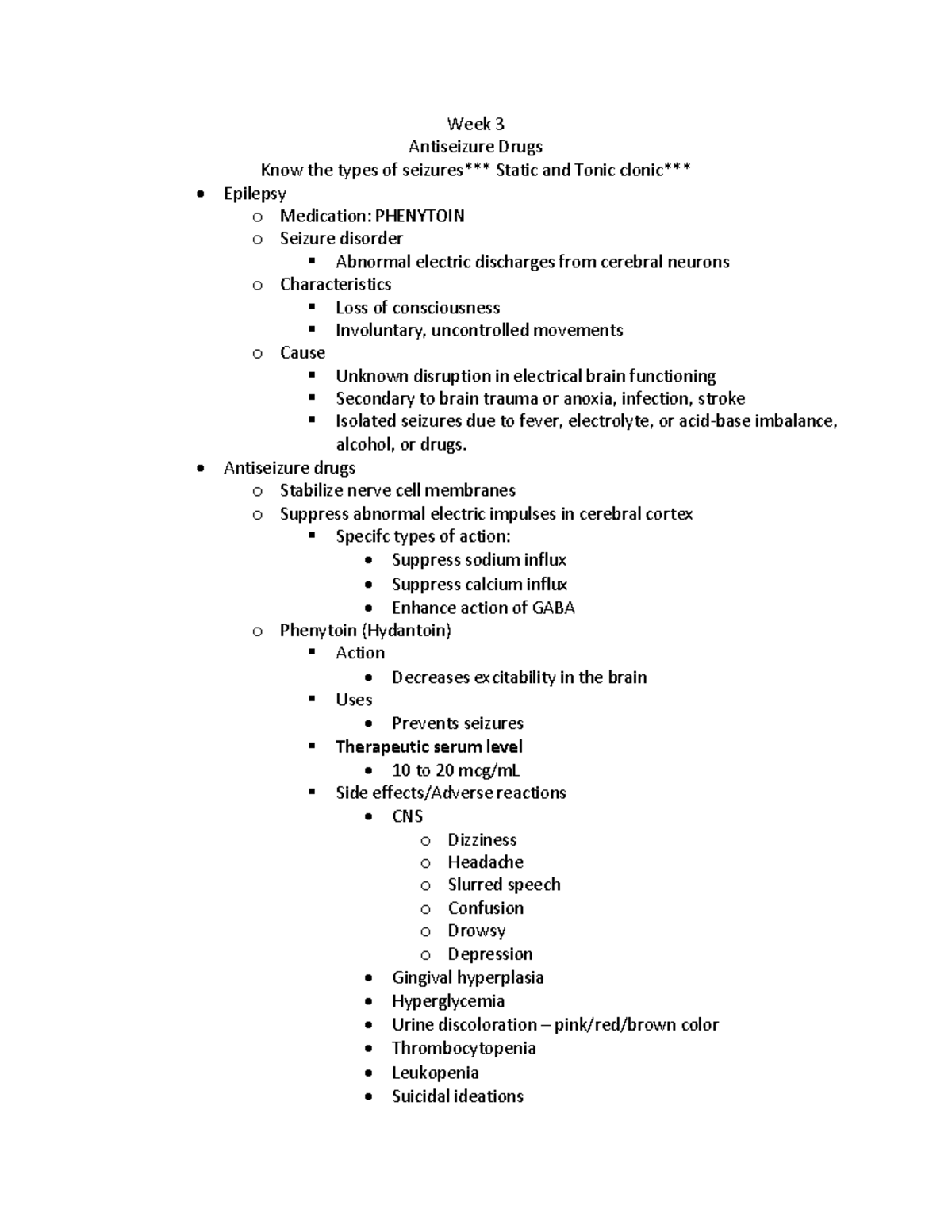 Week 3 antiseizure meds - NUR 210 - Studocu