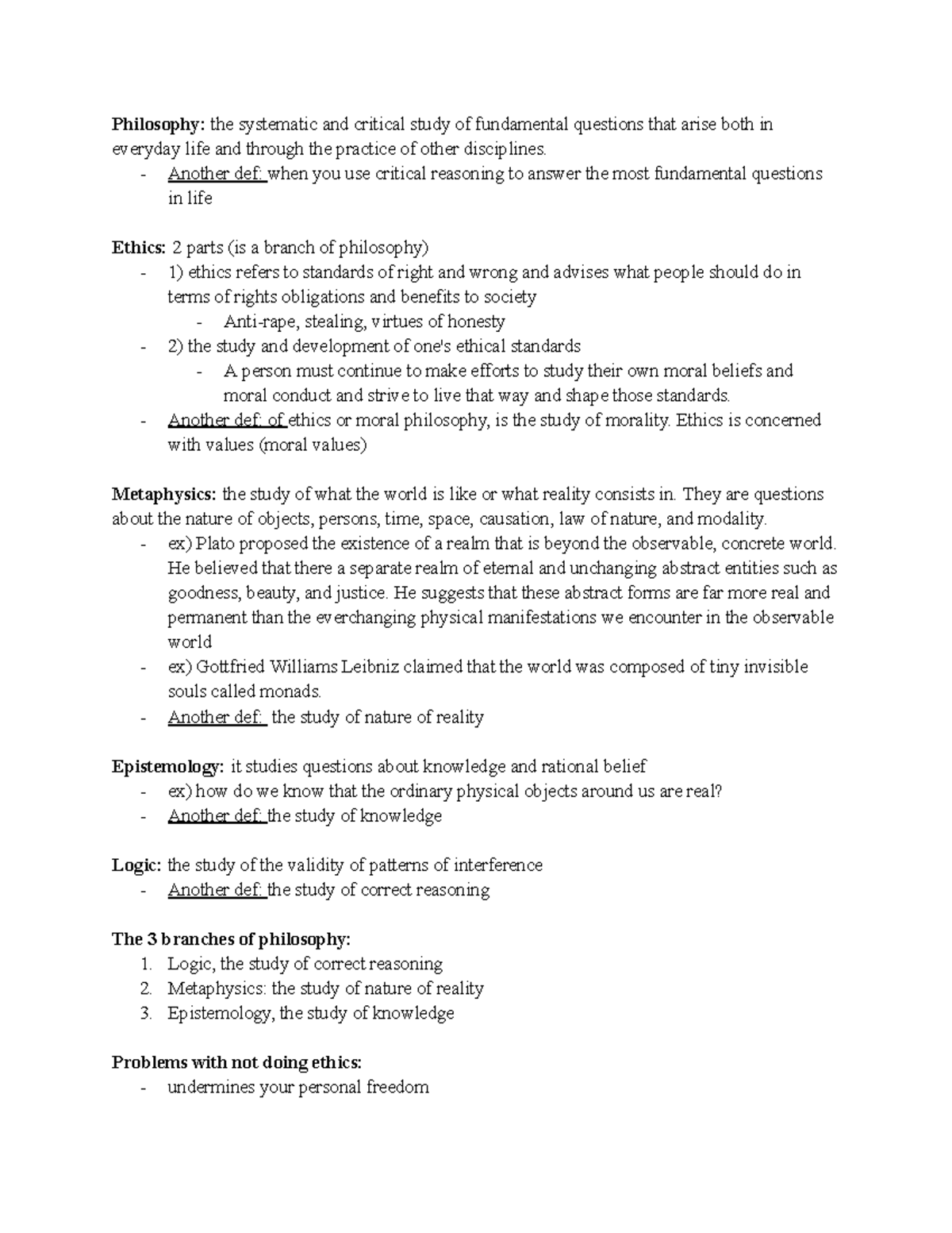 Untitled document - notes - Philosophy: the systematic and critical ...