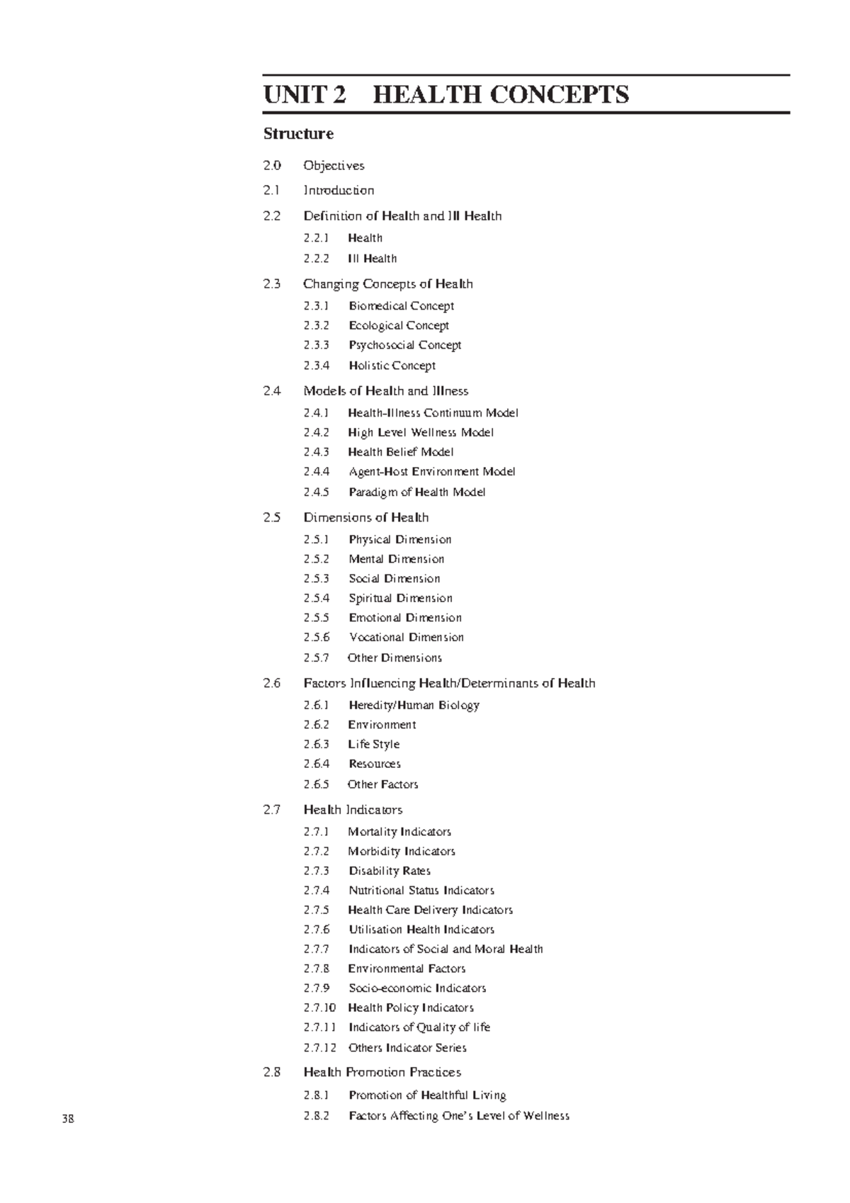 UNIT-2 - Lecture note - UNIT 2 HEALTH CONCEPTS Structure 2 Objectives 2 ...