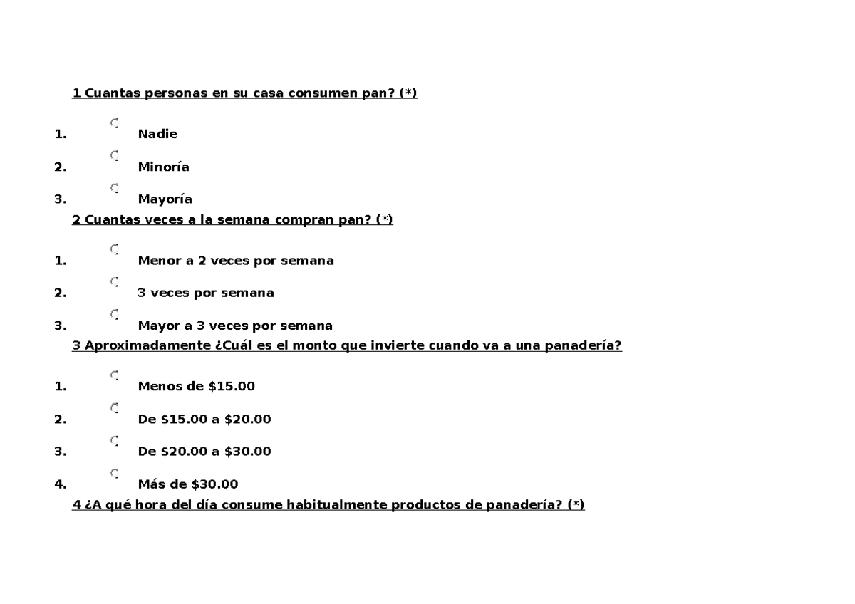 Encuestas A Clientes De Una Panadería