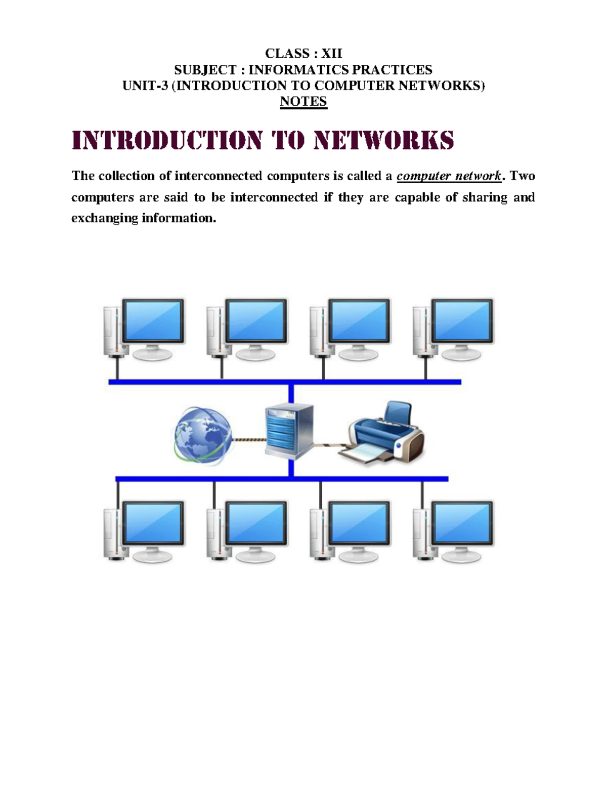 12 Informatics Practices Unit 3 Computer Networking Notes And Video