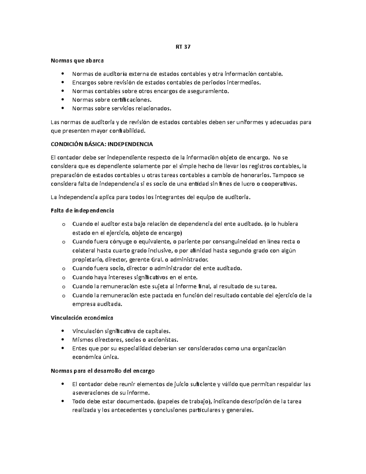 RT 37 - RT 37 Normas que abarca Normas de auditoría externa de estados ...
