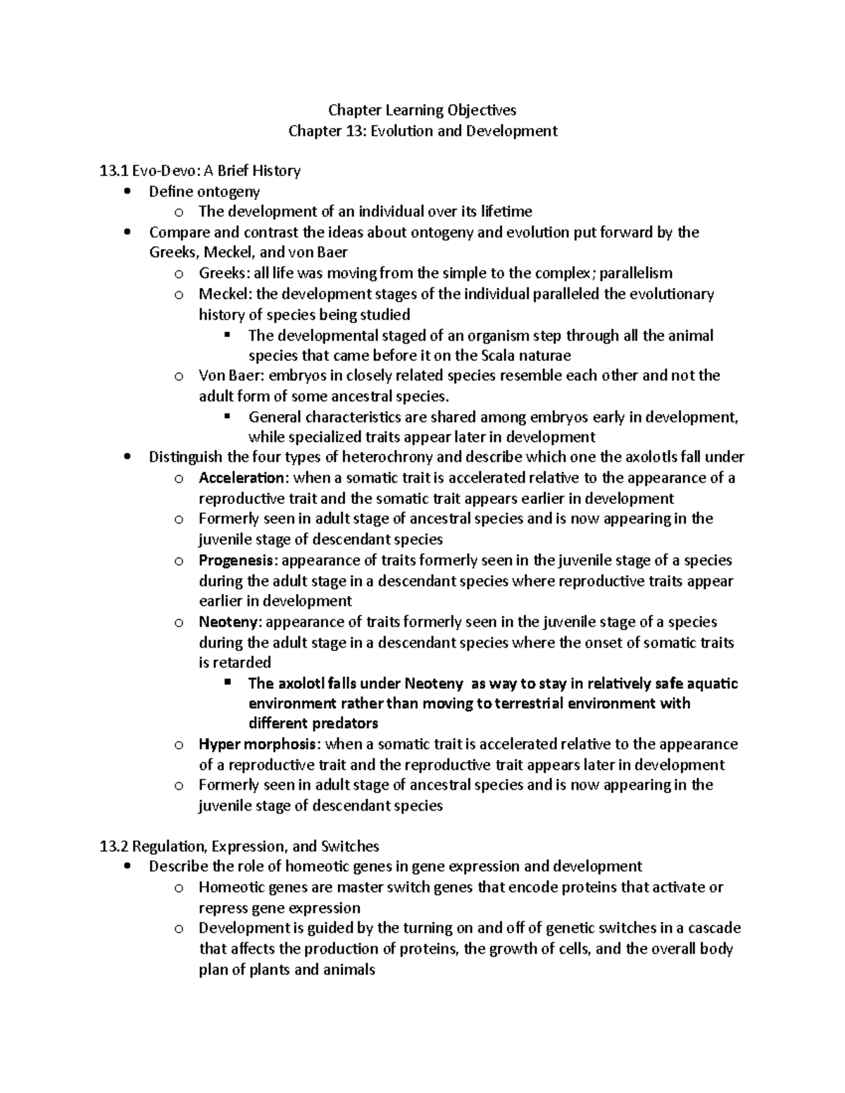 Ch 13 Lo Copy - Chapter 13 Notes - Chapter Learning Objectives Chapter 