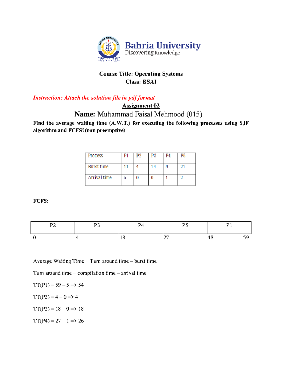 Assignment 2 OS cpu 01112023 094748 am - Course Title: Operating ...