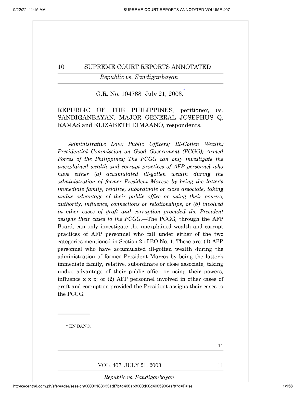 Republic v. Sandiganbayan - 10 SUPREME COURT REPORTS ANNOTATED Republic ...