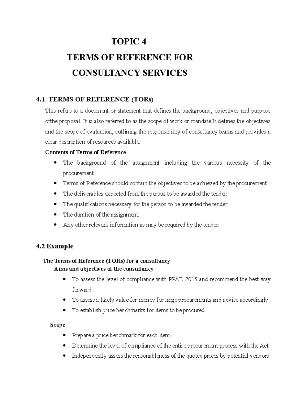 TORs FOR Consultancy Services - TOPIC 4 TERMS OF REFERENCE FOR ...