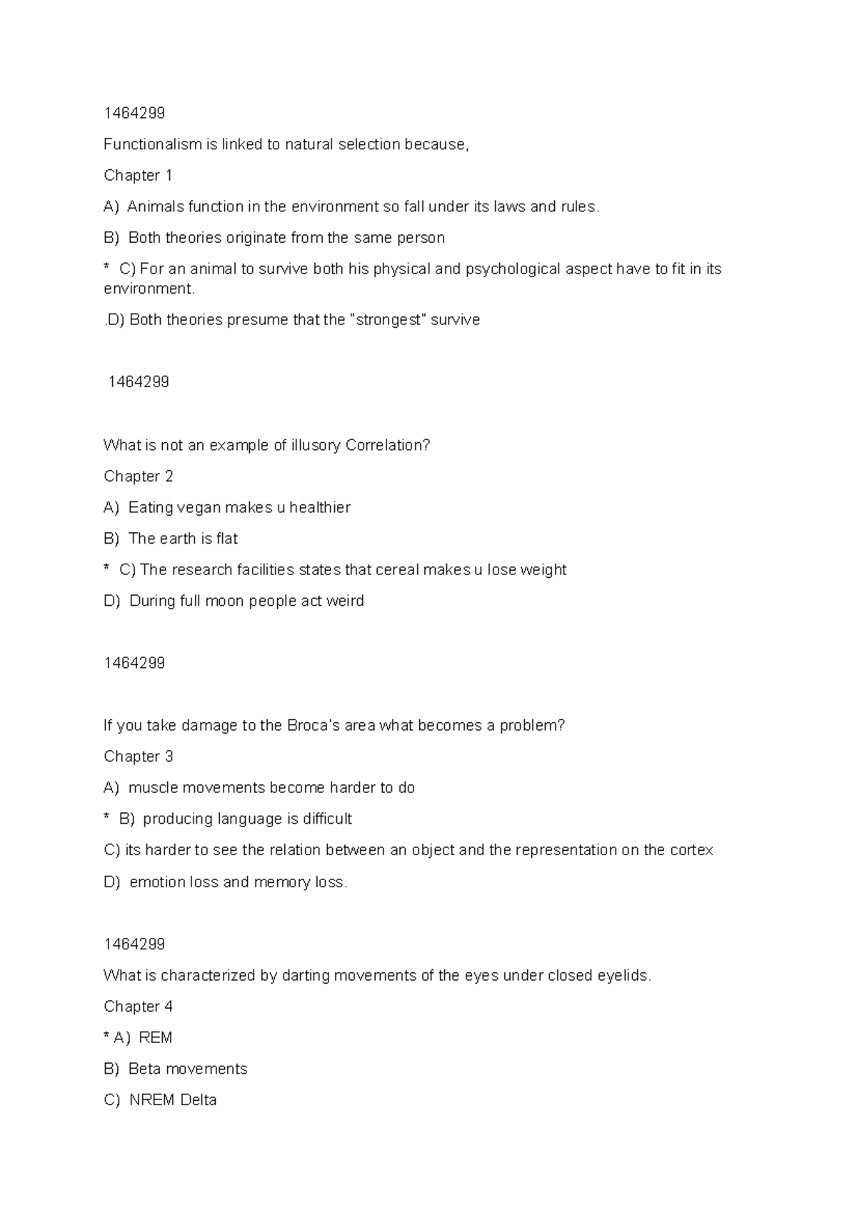 Midterm assignment 4 pt - 1464299 Functionalism is linked to natural ...