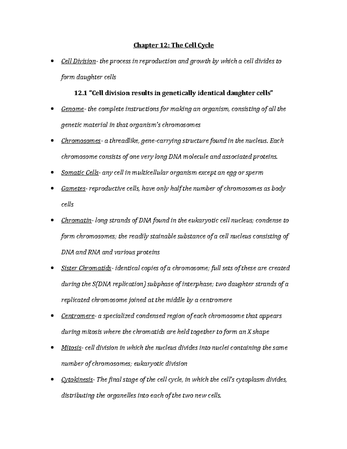 Chapter 12 Vocab - Summary Campbell Biology - Chapter 12: The Cell ...