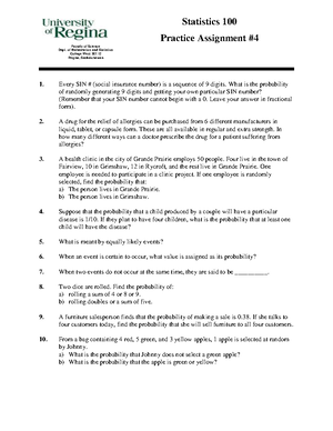 Midterm 1 Answers - Stat 100 Online Midterm Exam 1 (Part 1) Due ...