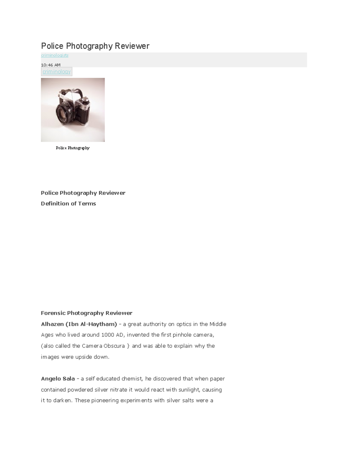 Police Photography Reviewer - Police Photography Reviewer ...