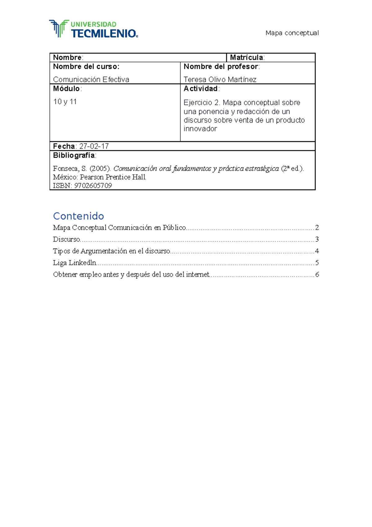 Ejercicio 2 - Mapa Conceptual Comunicación en Público - Nombre ...