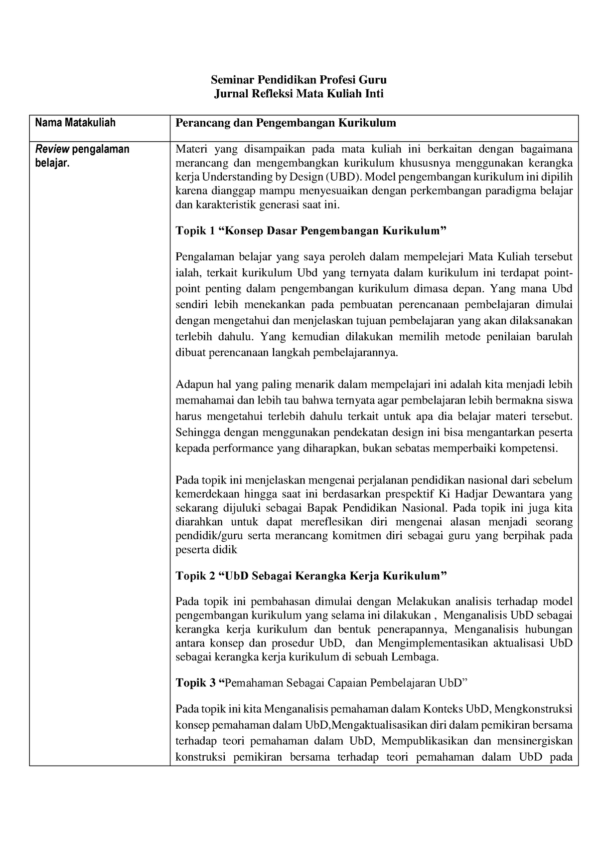 Matakuliah Selektif Dan Elektif Seminar Pendidikan Profesi Guru