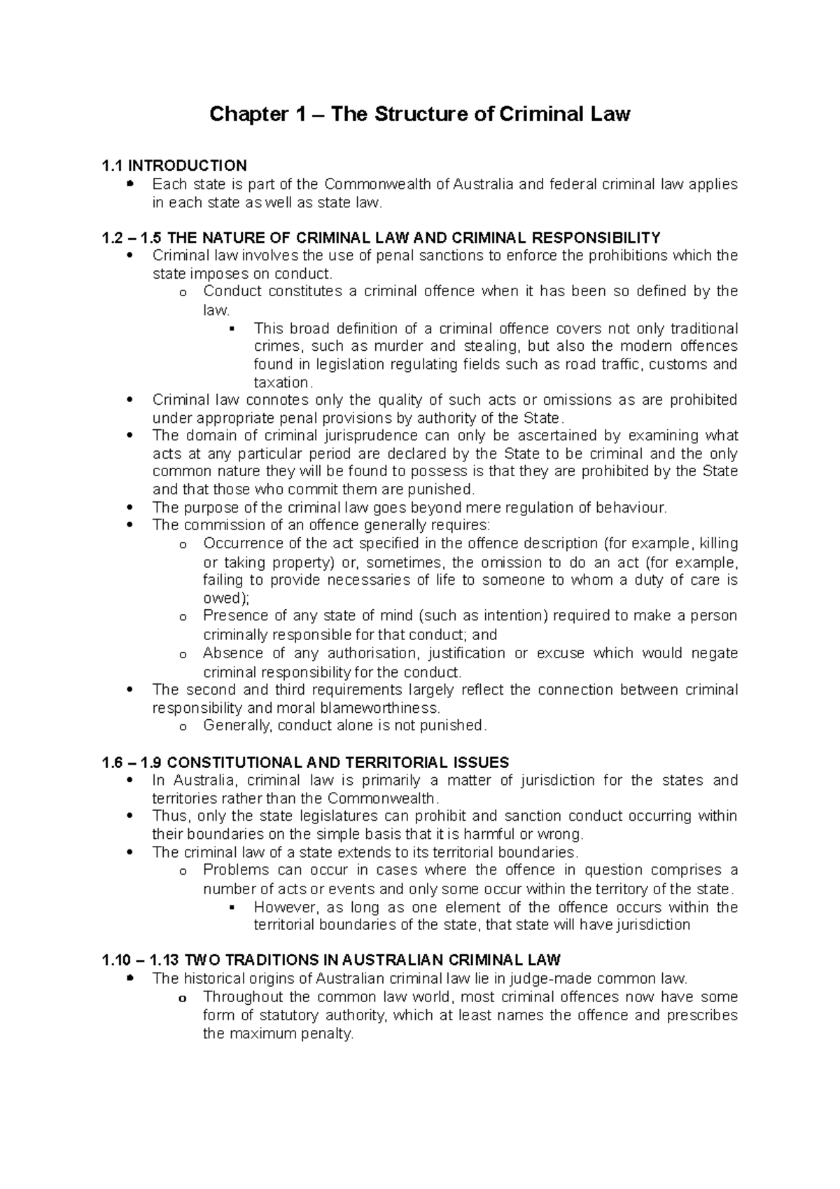 (Week 2) - Chapter 1 - The Structure Of Criminal Law (Notes) - Chapter ...