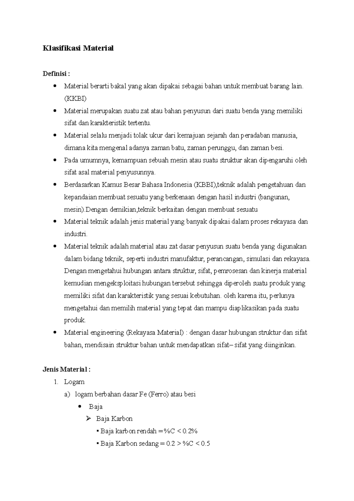 Klasifikasi Material - Klasifikasi Material Definisi : Material berarti ...