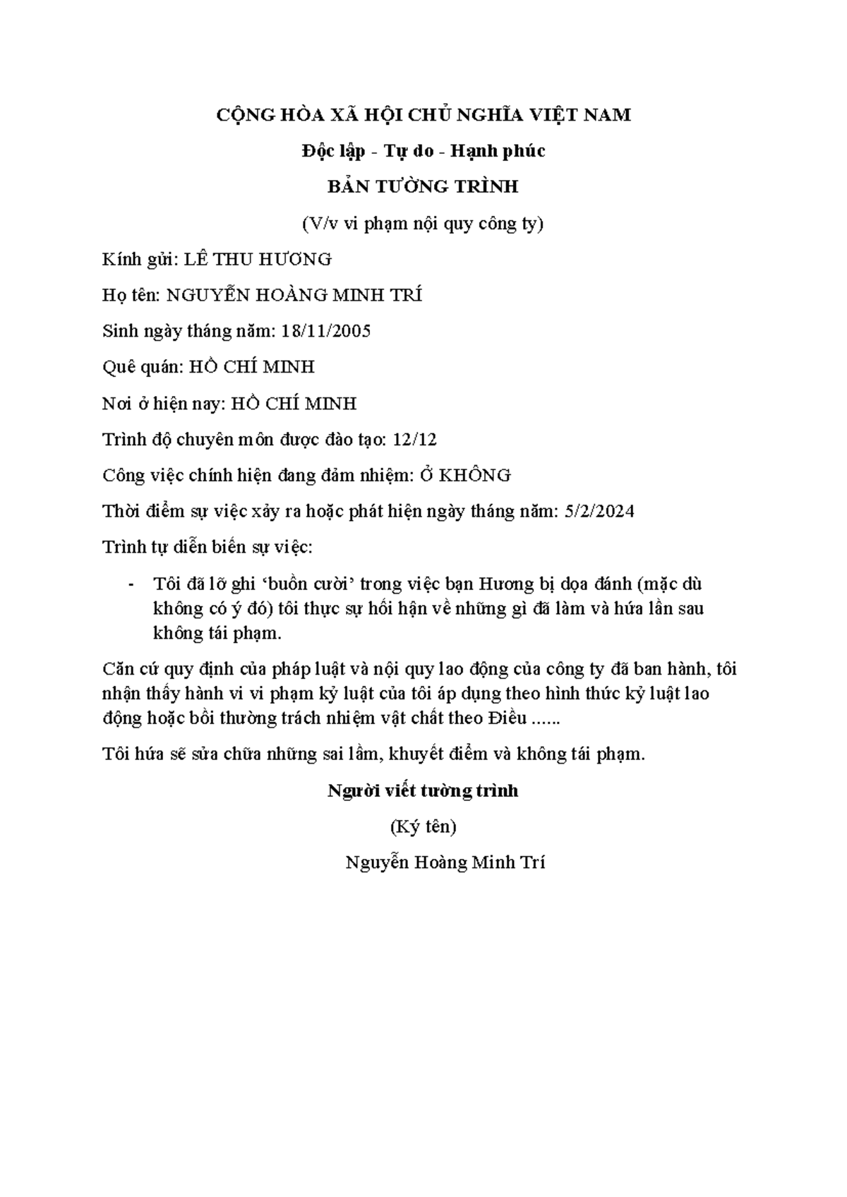 Ban tuong trinh su viec cong ty 1907142015 c ng h a x h i ch ngh a
