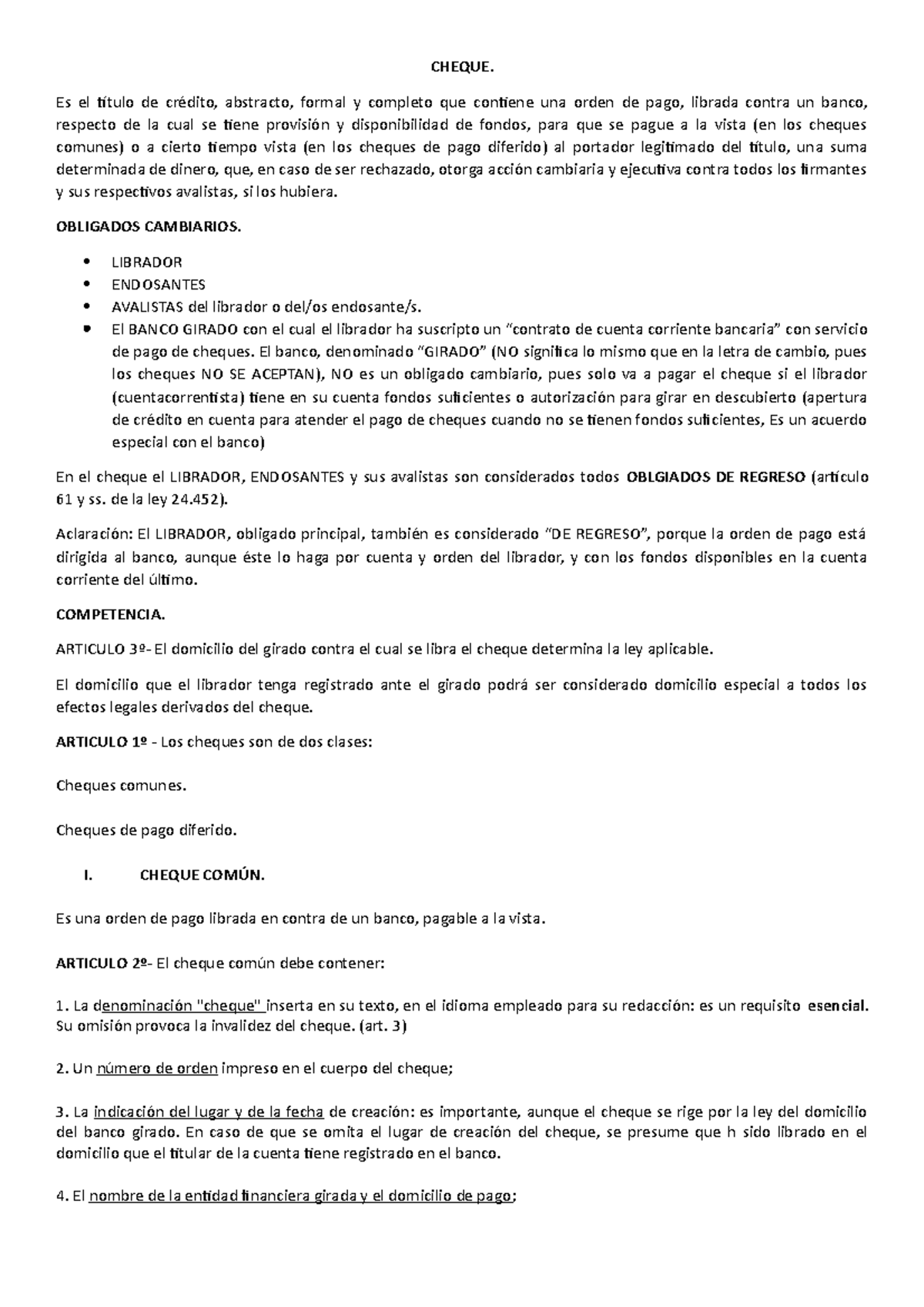 Apuntes De Cheque Cheque Es El Título De Crédito Abstracto Formal Y Completo Que Contiene 4155