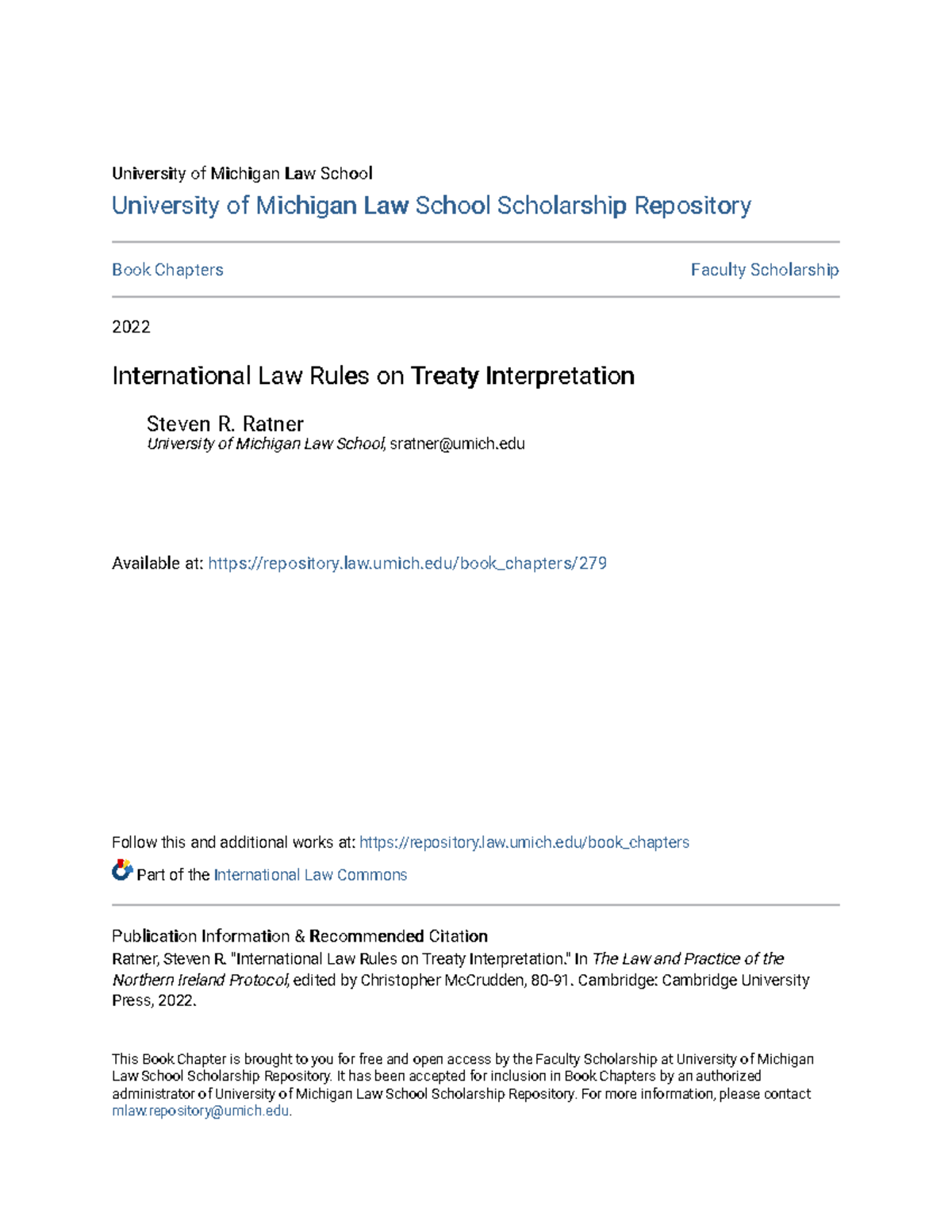 International Law Rules on Treaty Interpretation - University of ...