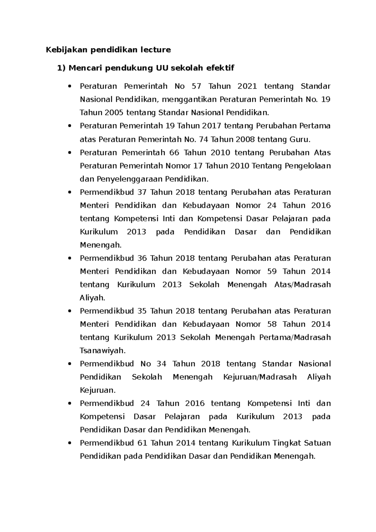 Kebijakan Pendidikan Lecture Kebijakan Pendidikan Lecture Mencari