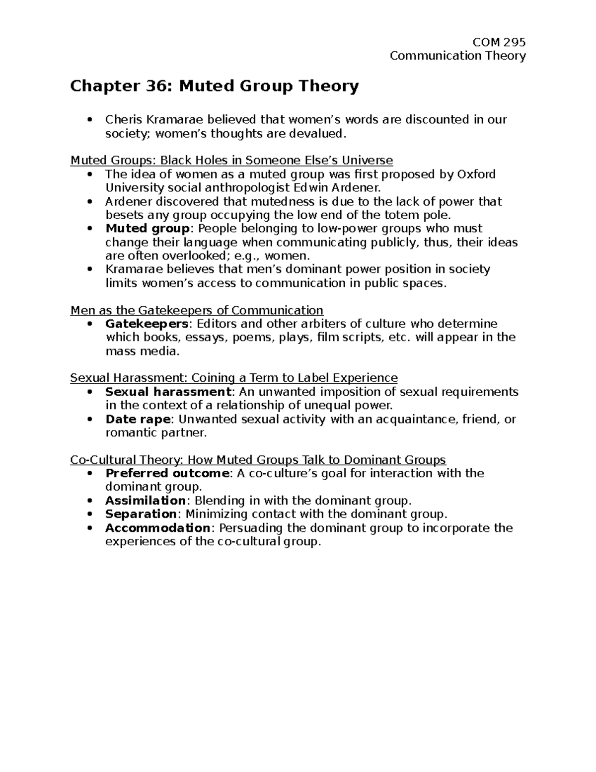 Chapter 36mutedgrouptheory COM 295 Communication Theory Chapter 36