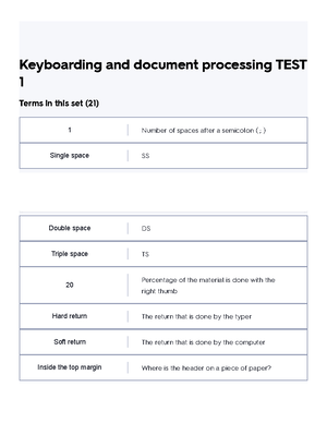 Keyboarding And Document Processing Flashcards Quizlet - Keyboarding ...