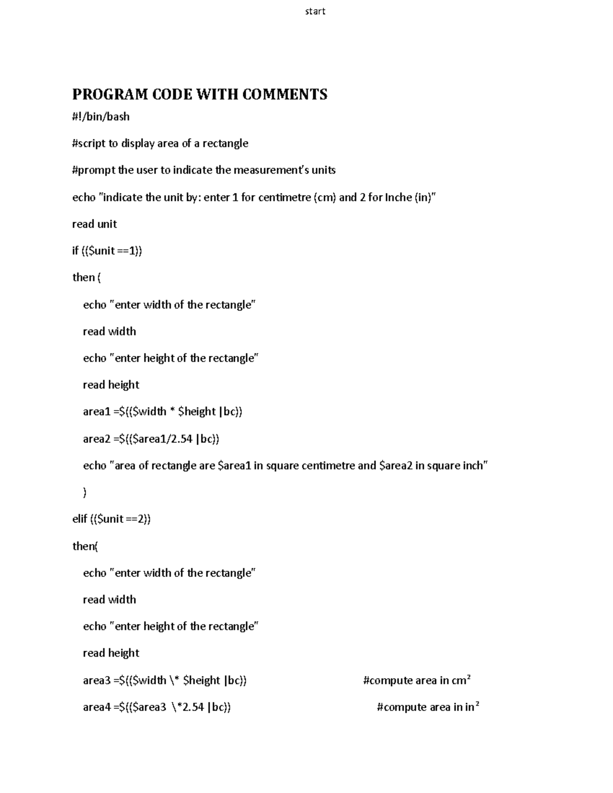 Doc script - Others - PROGRAM CODE WITH COMMENTS #!/bin/bash #script to ...