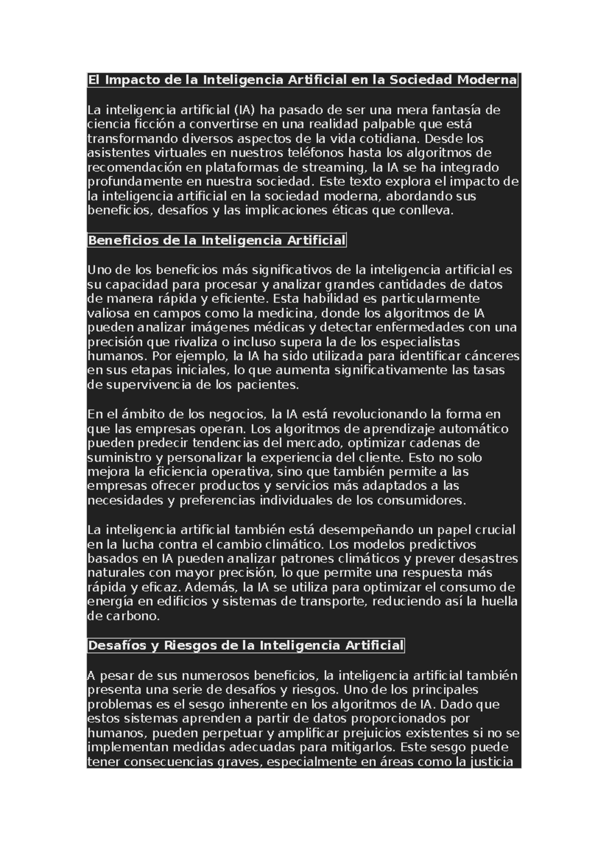 El Impacto de la Inteligencia Artificial en la Sociedad Moderna - Desde ...