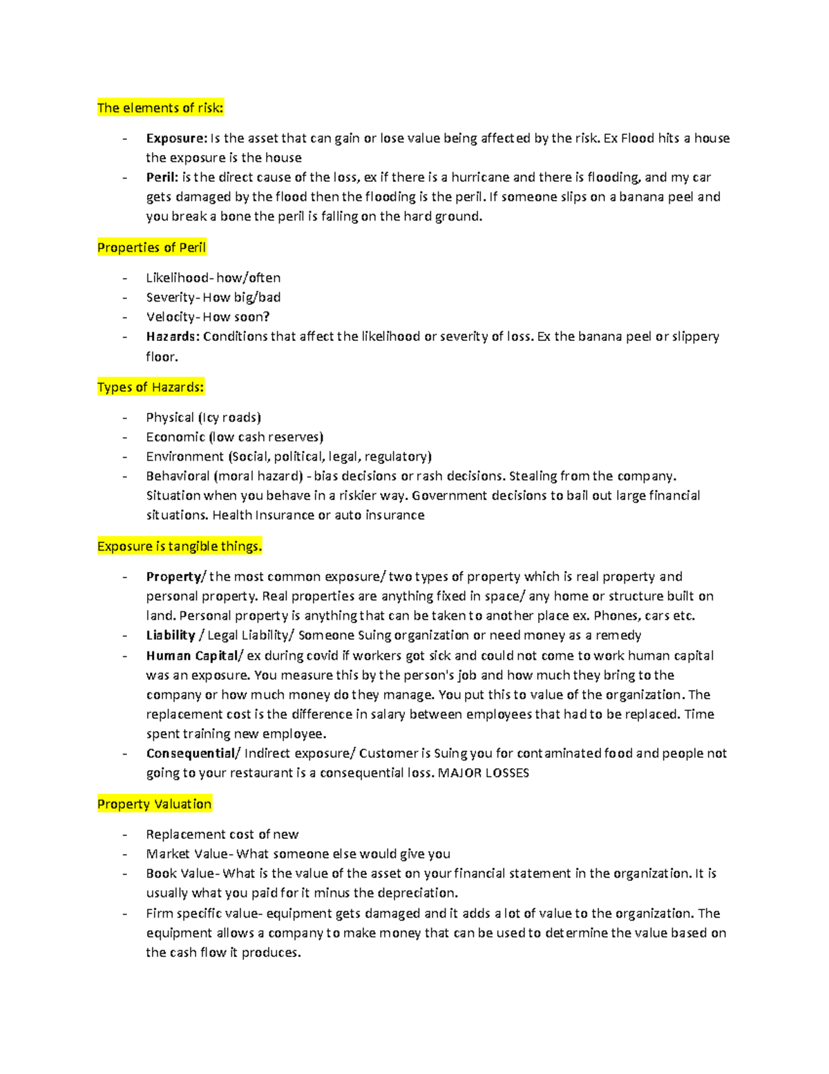 RMI 2 - The different types of exposures, and consequential loss ...