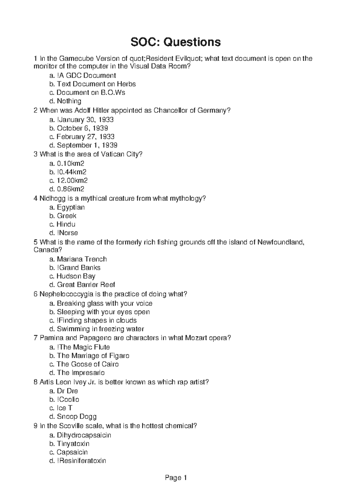 SOC121 Worksheet 8 - SOC: Questions 1 In the Gamecube Version of quot ...