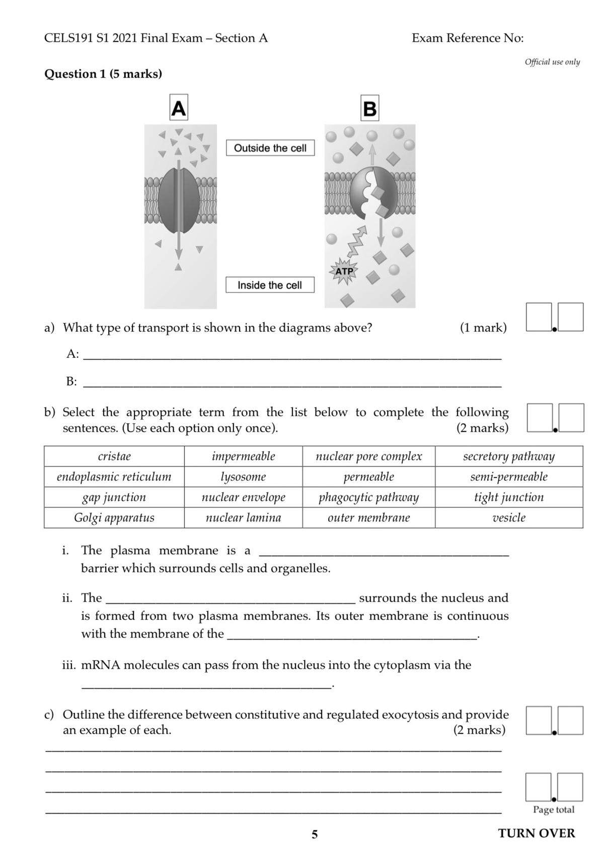 Cels 191 Progress Test Saq - Cell and Molecular Biology - Studocu