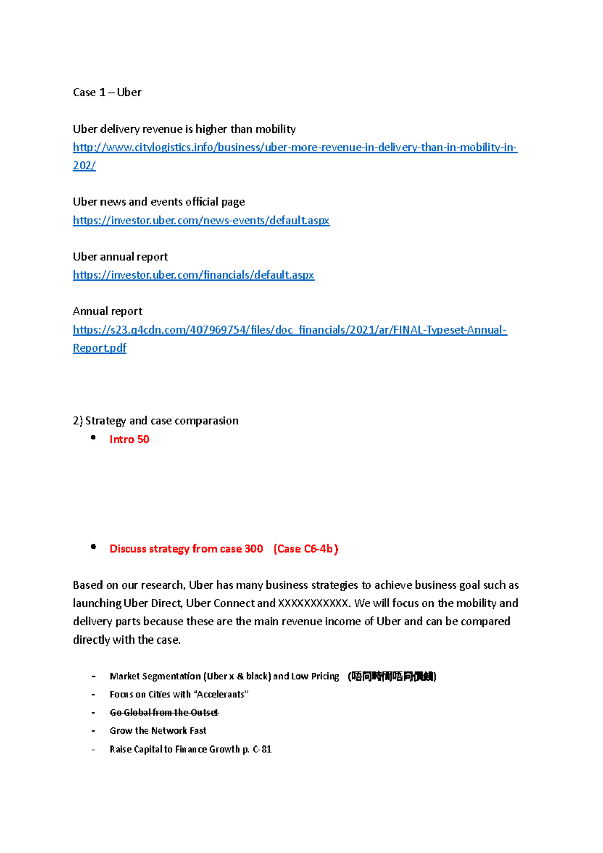 Case 1 - Uber analysis for business strategy - Case 1 – Uber Uber ...