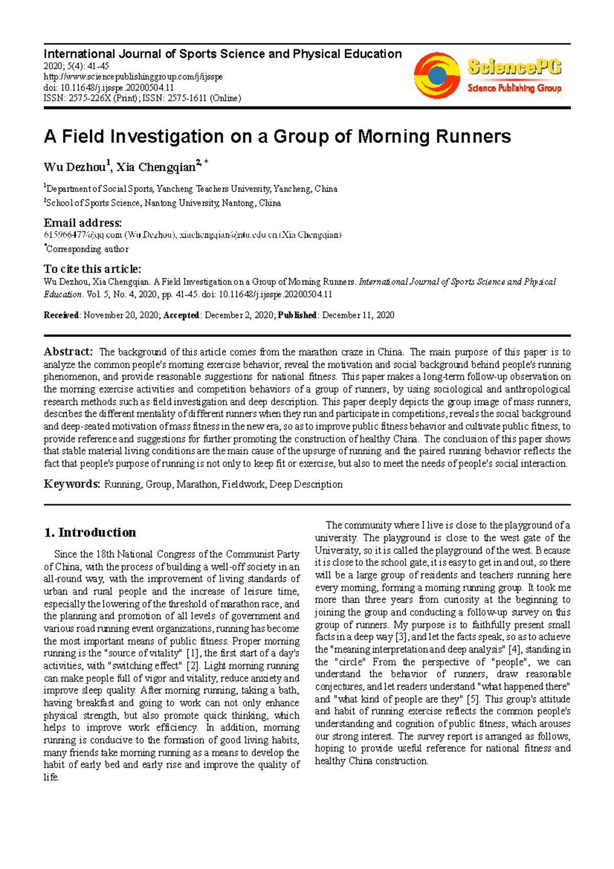 Naturalistic Observation ON Runners - International Journal of Sports ...