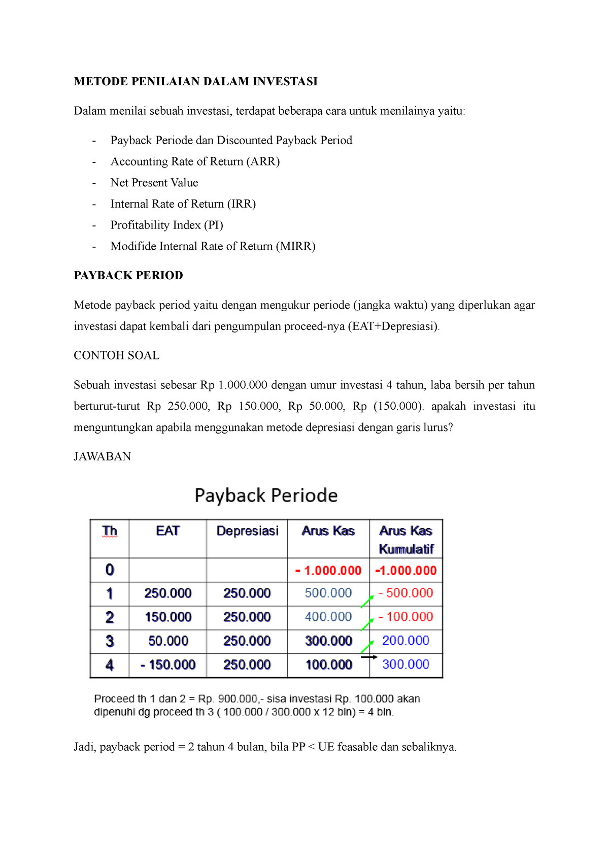 Catatan Kuliah Metode Penilaian Investasi - METODE PENILAIAN DALAM ...