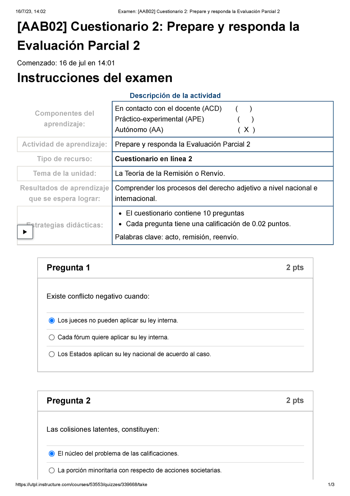 Examen [AAB02] Cuestionario 2 Prepare Y Responda La Evaluación Parcial ...