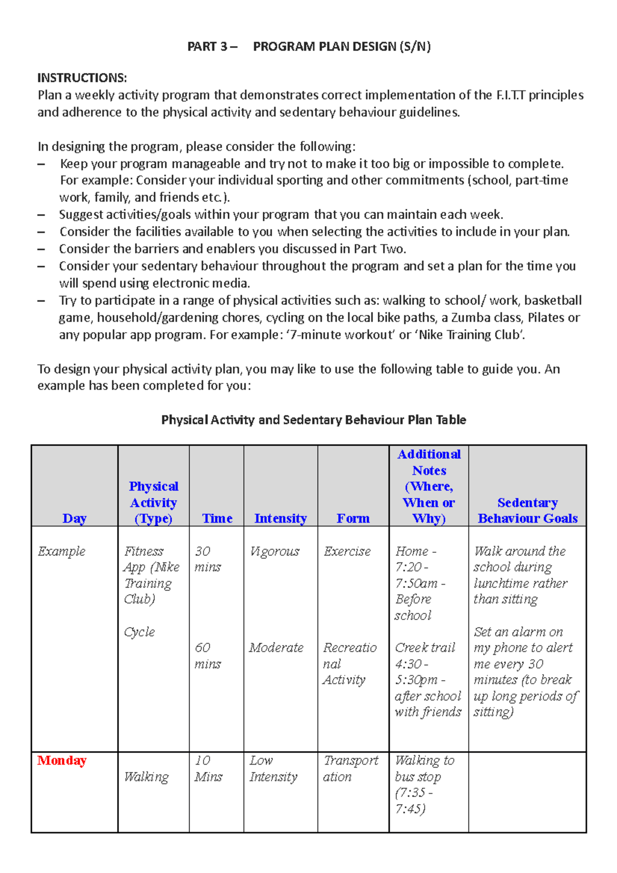 Shreyas Putan - PART 3 and 4 Plan and Diary - PART 3 – PROGRAM PLAN ...