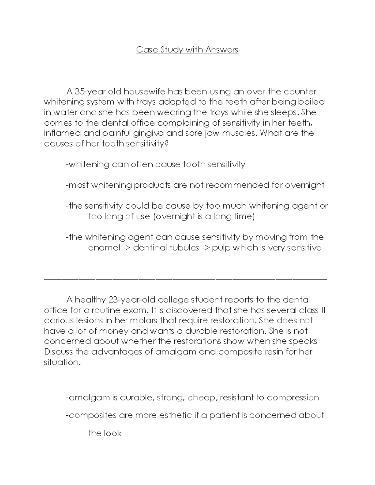 dental care case study 2 answers